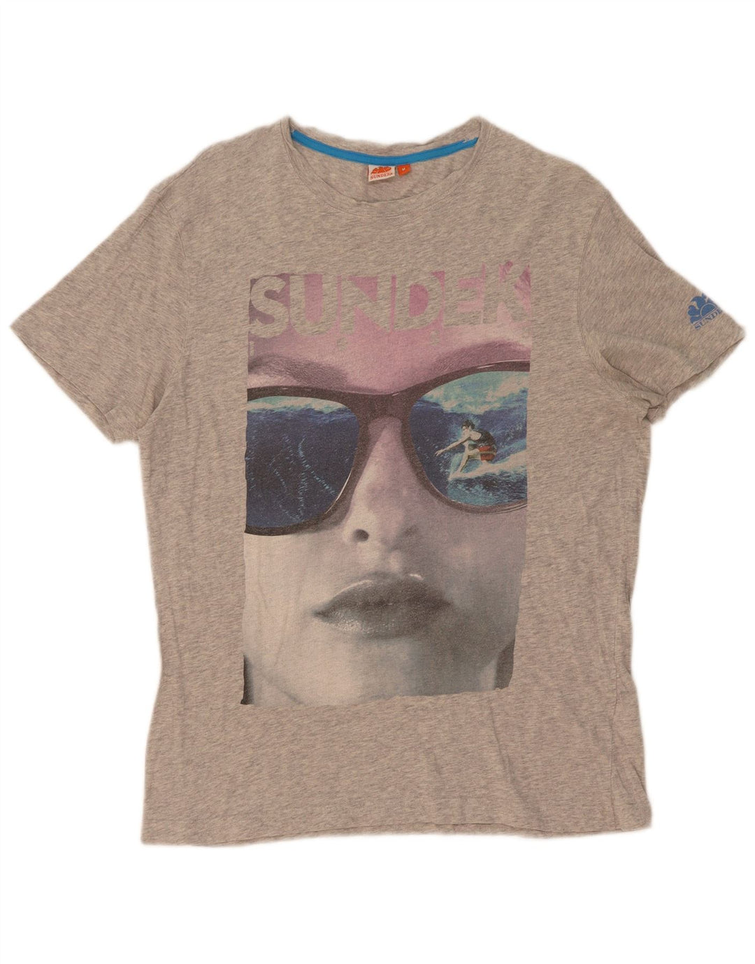 Sundek Dame Grafisk T-Shirt Top UK 14 Medium Grå Flecked