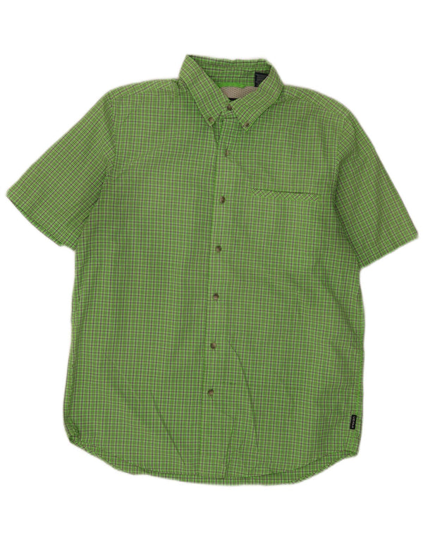 Chaps Mens Short Sleeve Shirt Medium Green Check Polyester