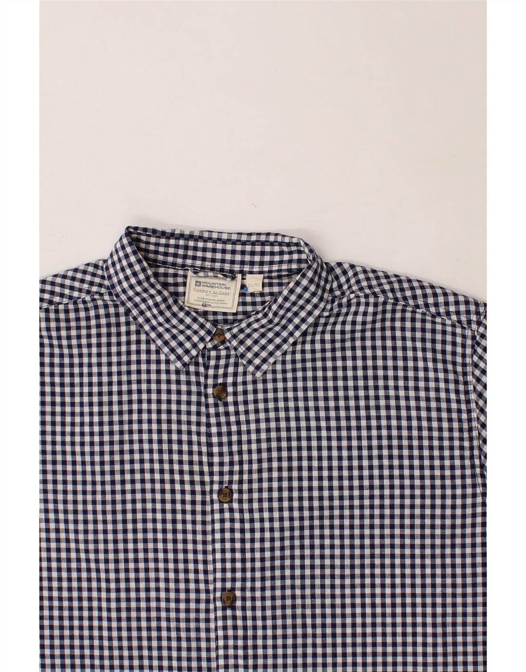 MOUNTAIN WAREHOUSE Mens Short Sleeve Shirt XL Navy Blue Gingham Cotton Vintage Mountain Warehouse and Second-Hand Mountain Warehouse from Messina Hembry 