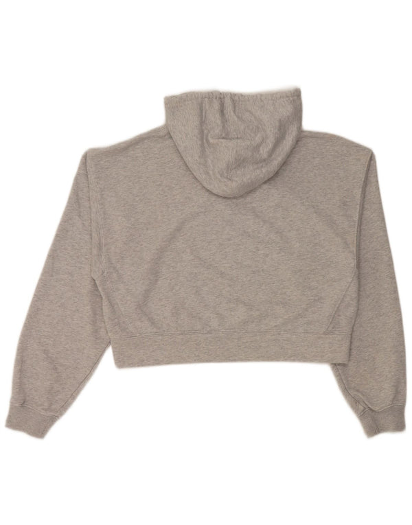 Adidas Dame Crop Oversized Hoodie Jumper UK 4 XS Grå Flecked Bomuld