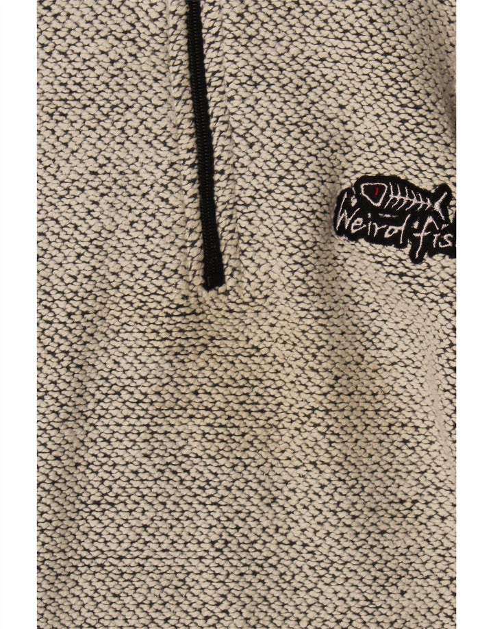 Weird Fish Herre Zip Neck Sweatshirt Jumper Medium Grey Flecked Bomuld