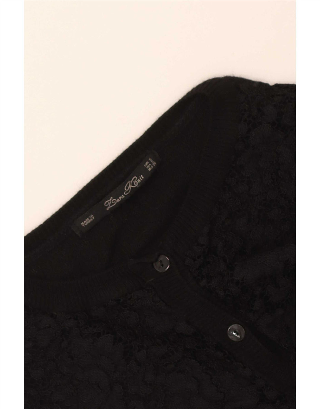 Zara Dame Cardigan Sweater UK 10 Small Black Floral