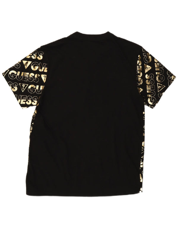 Guess Herre Grafisk T-Shirt Top UK 36 Small Black Bomuld