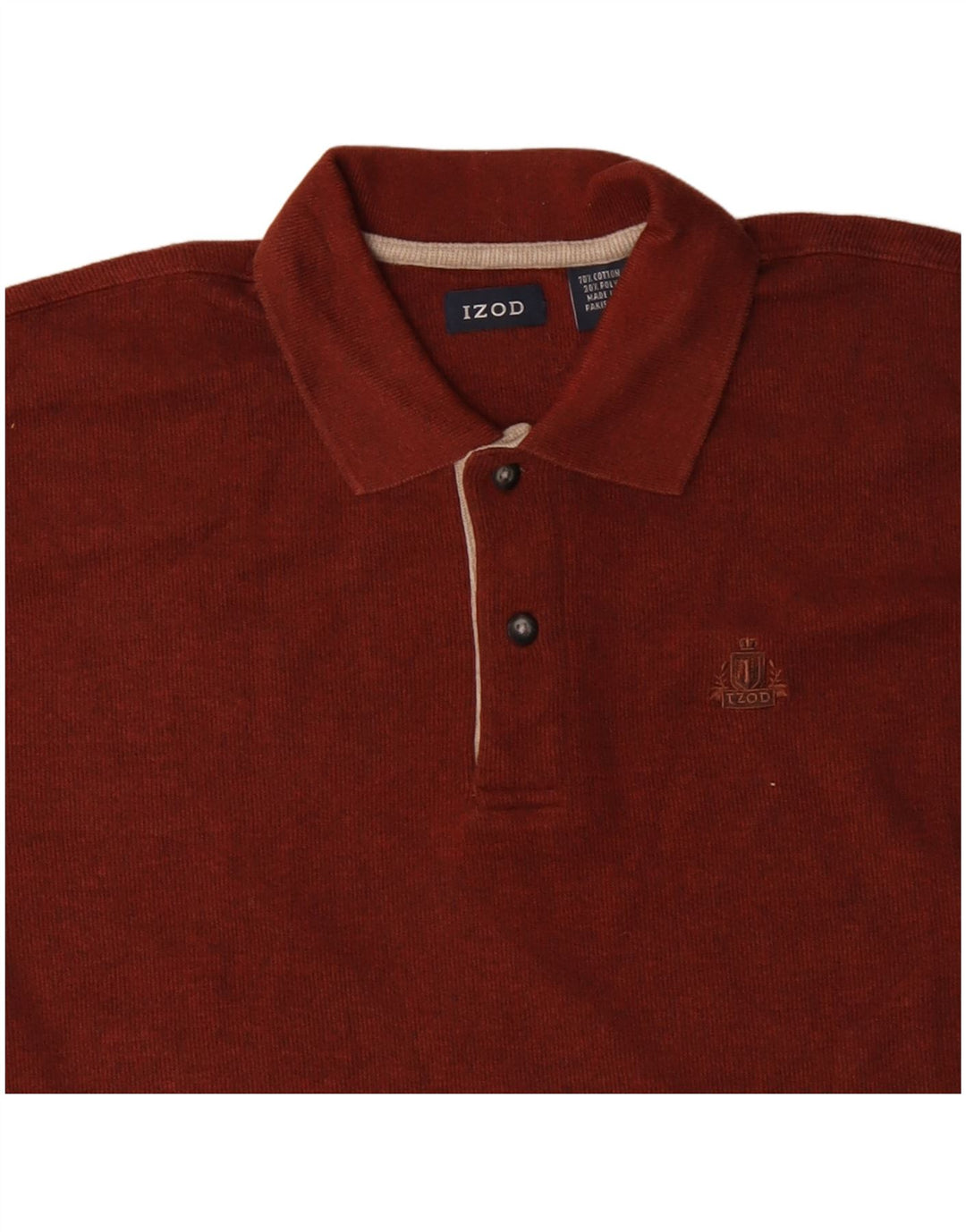 IZOD Herre polo-hals sweater stor rødbrun bomuld