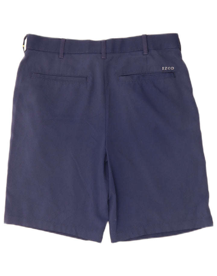 Izod Herre Straight Fit Chino Shorts W32 Medium Navy Blue Polyester