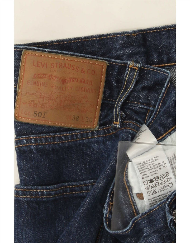 Levi's Herre 501 Straight Jeans W38 L30 Marineblå Bomuld