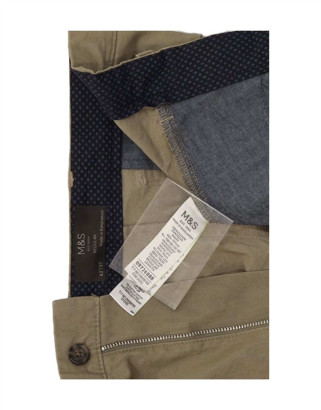 MARKS & SPENCER Womens Regular Straight Chino Trousers W42 L31 Khaki Vintage Marks & Spencer and Second-Hand Marks & Spencer from Messina Hembry 