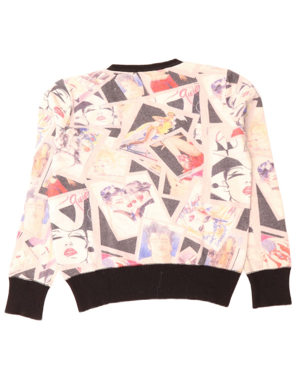 Iceberg Womens Crop V-hals sweater IT 46 Large Off White Colourblock