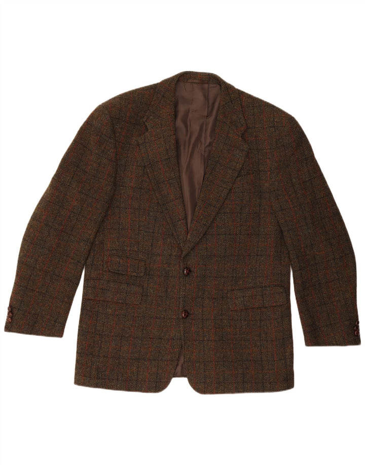 HARRIS TWEED Herre 2-knaps blazerjakke IT 54 2XL brun ternet ny uld