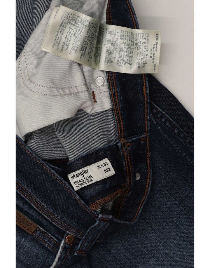 Wrangler Herre Texas Distressed Slim Jeans W31 L34 Blå Bomuld