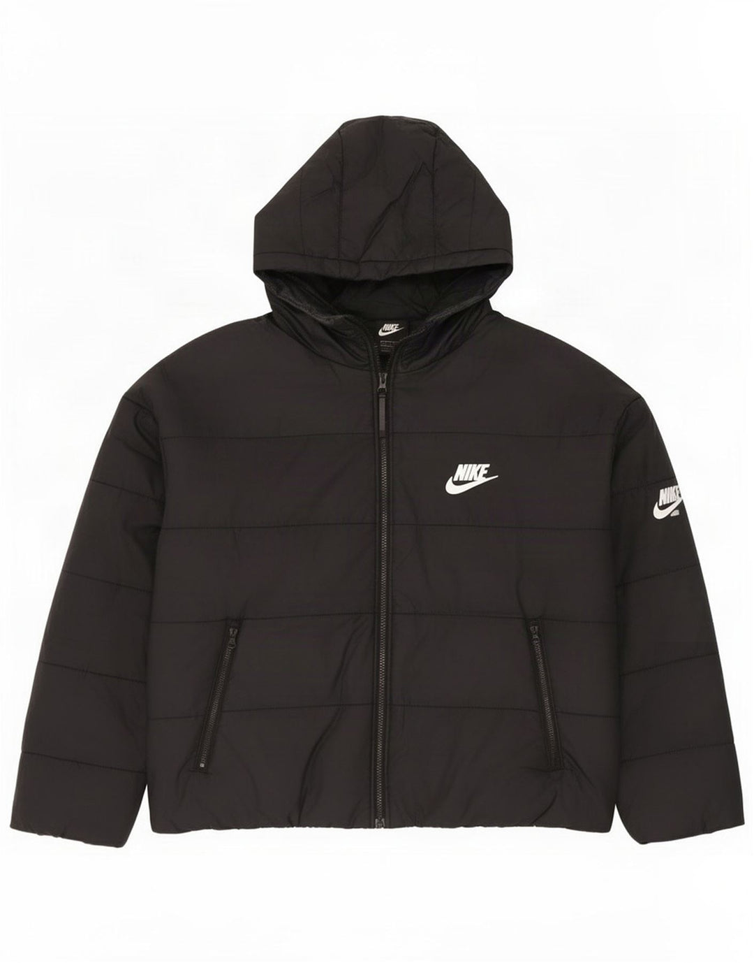 Nike Dame Oversized grafisk hættepolstret jakke UK 16 Large Black