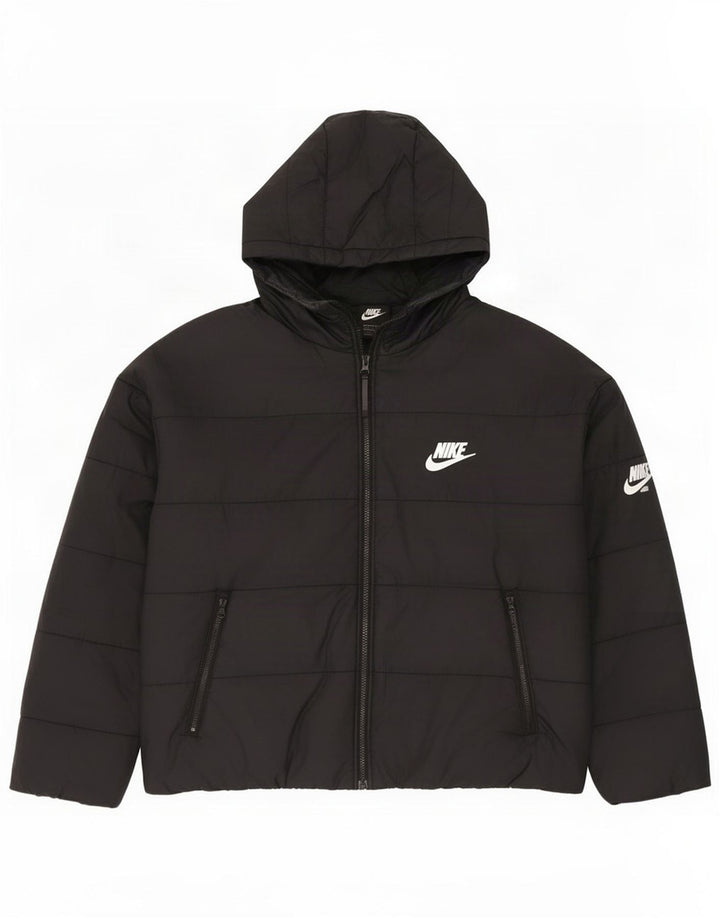 Nike Dame Oversized grafisk hættepolstret jakke UK 16 Large Black