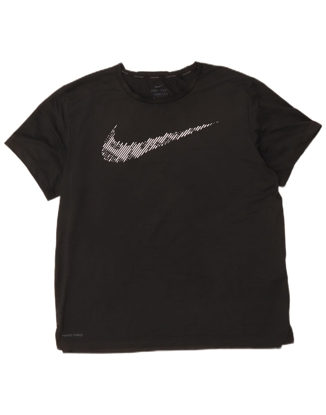 Nike Herre Dri Fit Standard Fit Grafisk T-Shirt Top Stor Sort Polyester