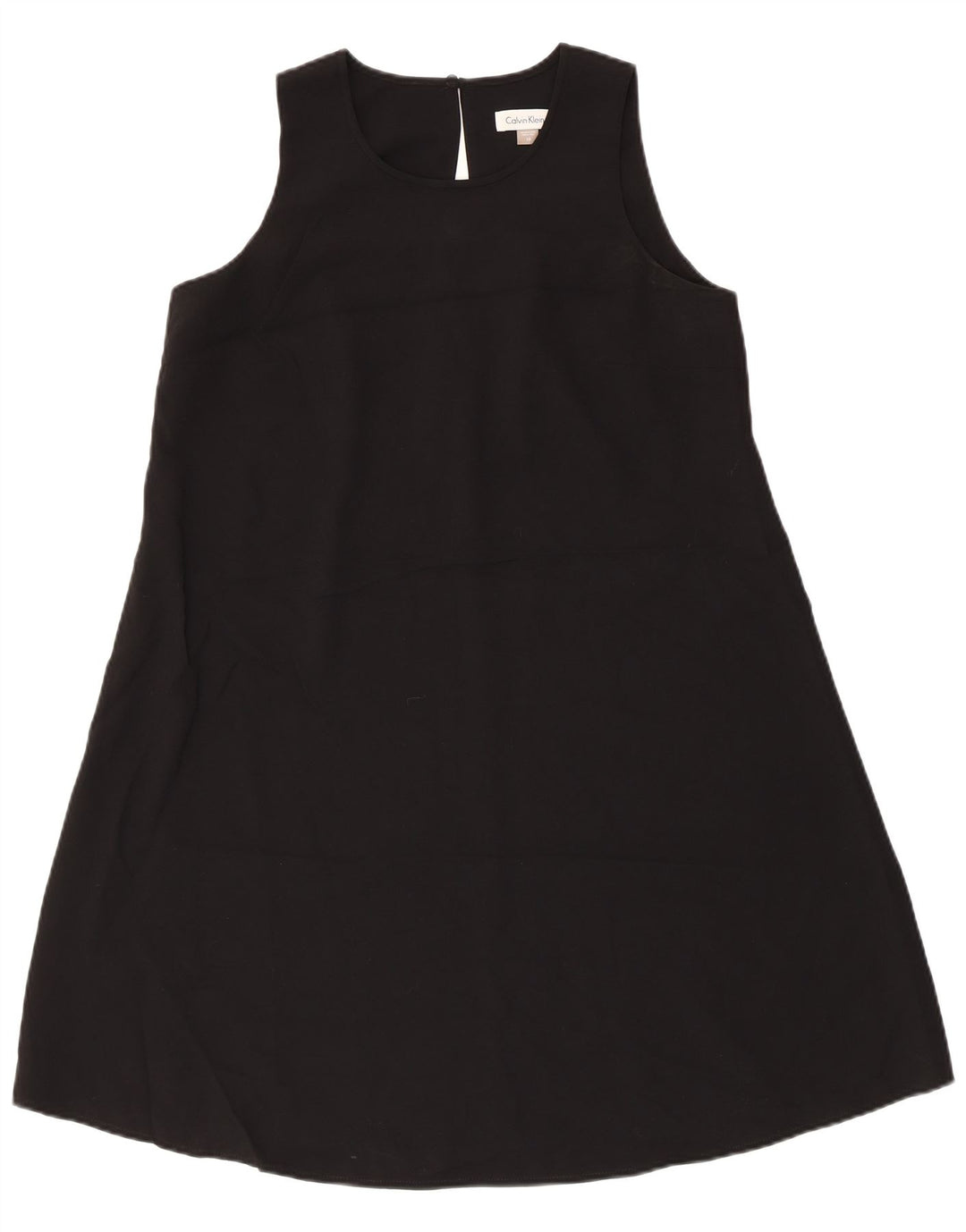 CALVIN KLEIN Dame Ærmeløs A-line Kjole US 10 Large Black Polyester