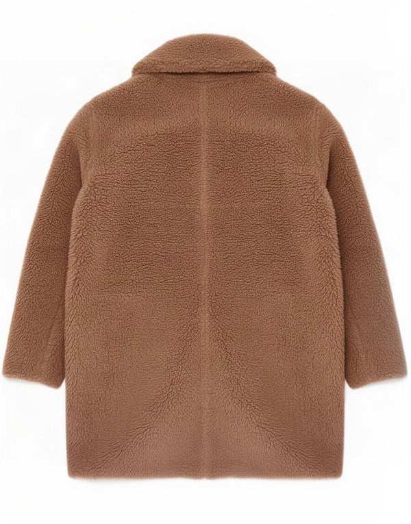 Zara Womens Faux Fur Oversized Overcoat UK 10 Small Brown