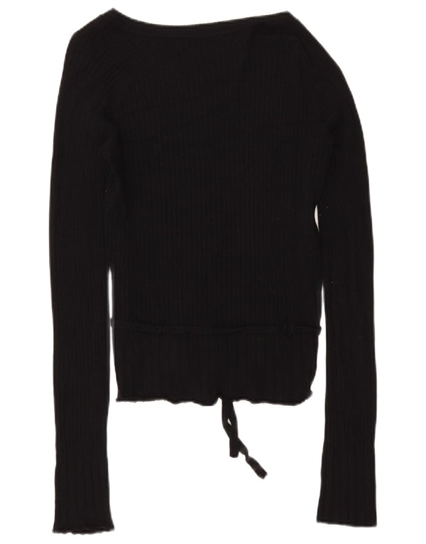 Zara Dame Top Langærmet UK 14 Large Black Rayon