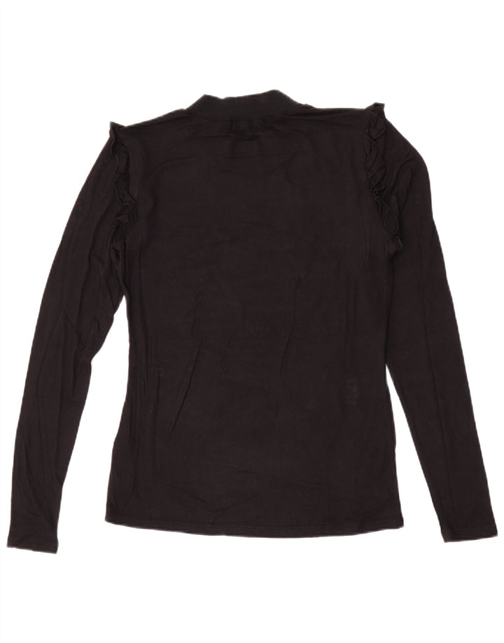 Guess Grafisk Top Langærmet UK 10 Small Black Viscose