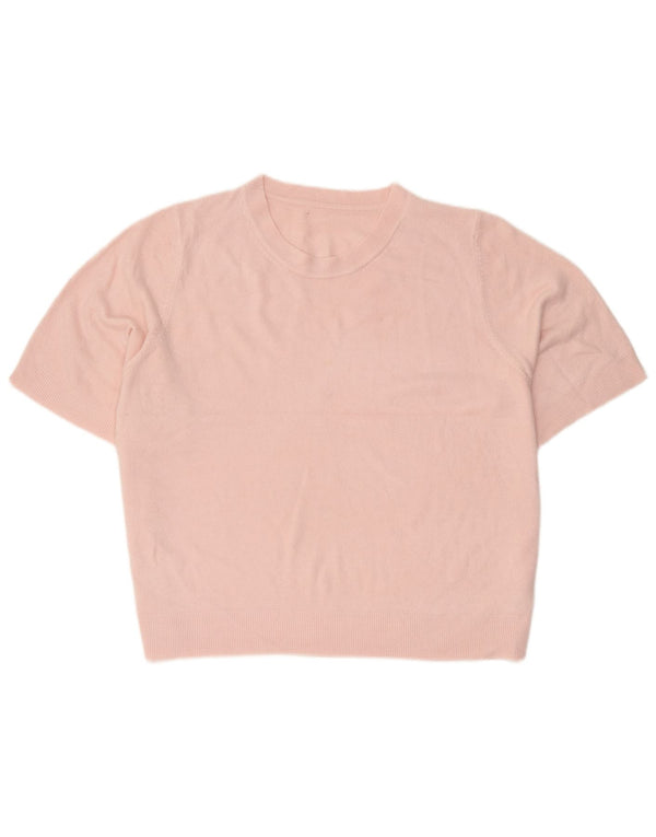 Marks & Spencer Dame Kortærmet Jumper Sweater med rund hals UK 24 4XL Pink