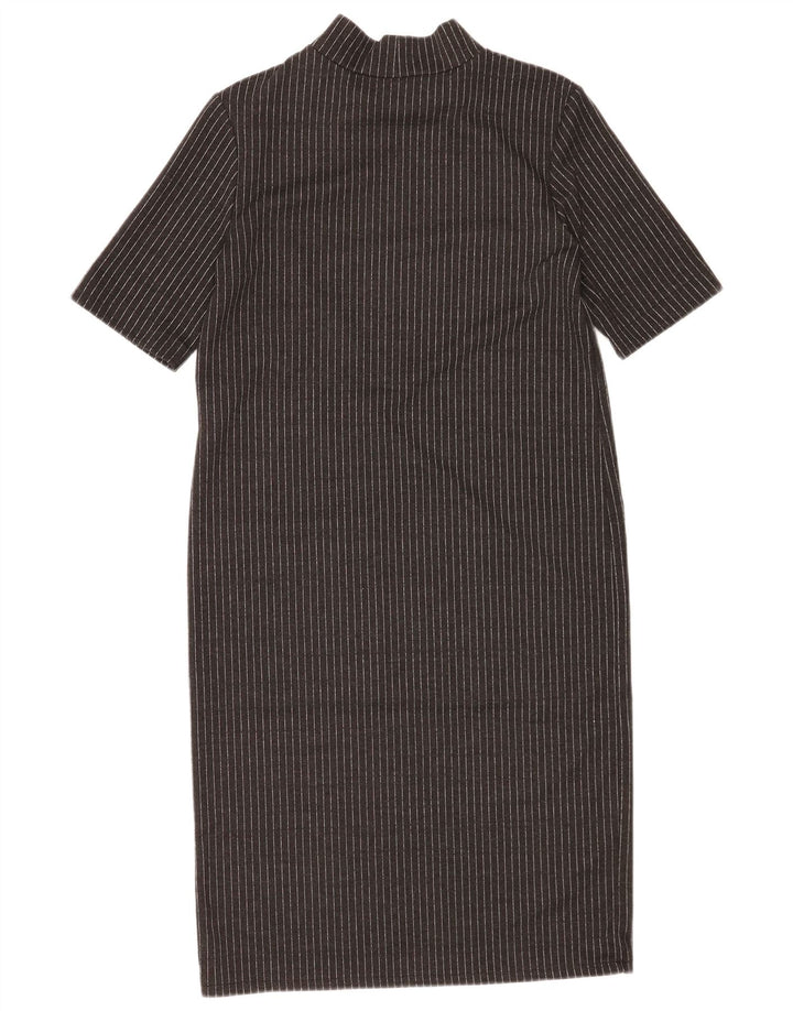 Zara Womens Shift Dress UK 10 Small Black Pinstripe