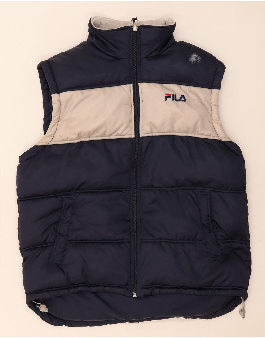 Fila Herre Polstret Gilet UK 38 Medium Navy Blue Colourblock Polyamid