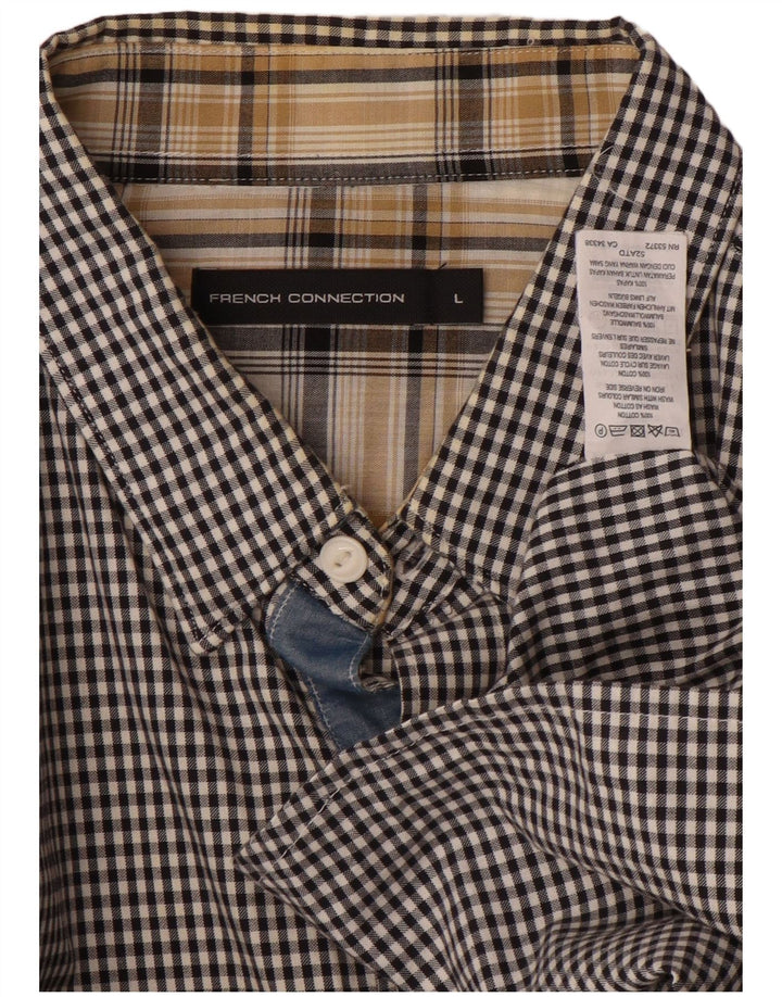 FRANSK FORBINDELSE Herreskjorte Stor Sort Gingham Bomuld