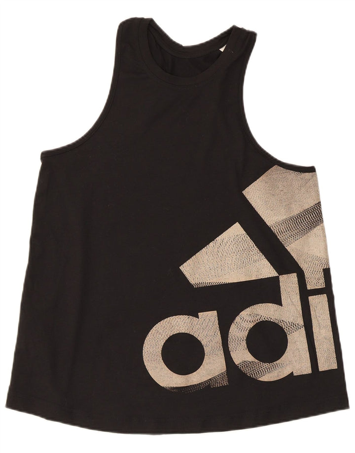 ADIDAS Womens Climalite Graphic Vest Top UK 10 Small Black Polyester