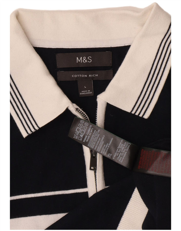 Marks & Spencer Poloshirt til mænd Stor marineblå stribet bomuld