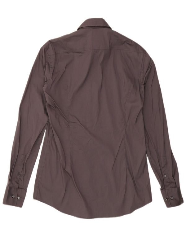 Hugo Boss Herre Slim Fit Skjorte Størrelse 37 14 1/2 Lille Grå Bomuld