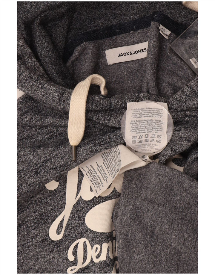 JACK & JONES Grafisk hættetrøje til mænd, lille marineblå flækket bomuld