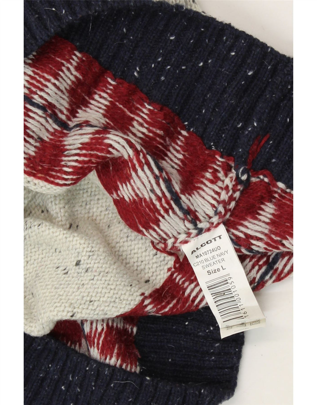 Alcott Herre Boat Neck Jumper Sweater Large Grey Fair Isle Wool