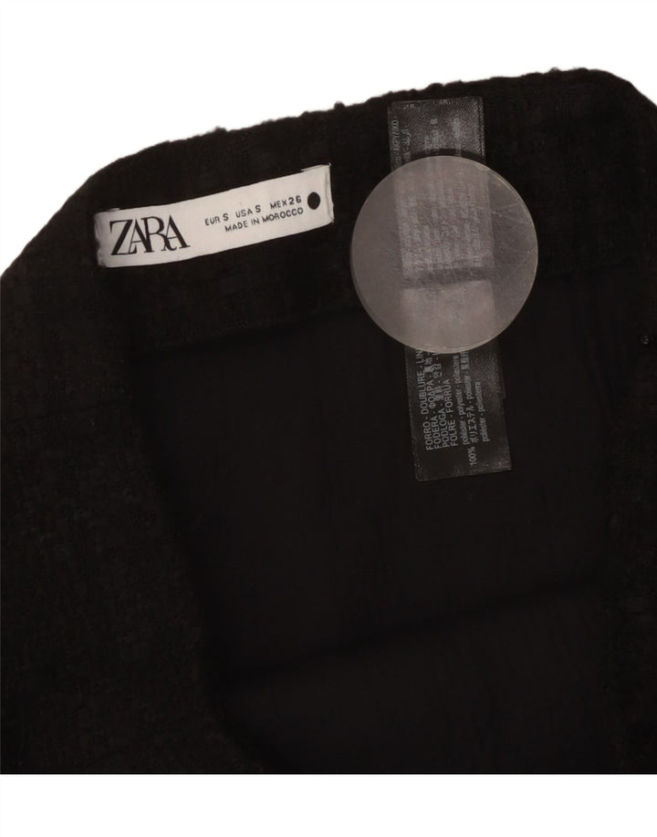 Zara Mini-nederdel til kvinder Small W26 sort ternet akryl