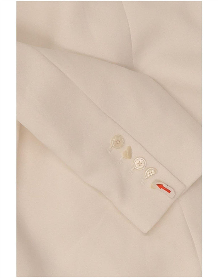Zara Dame Dobbeltradet Blazer Jacket UK 14 Medium White Polyester