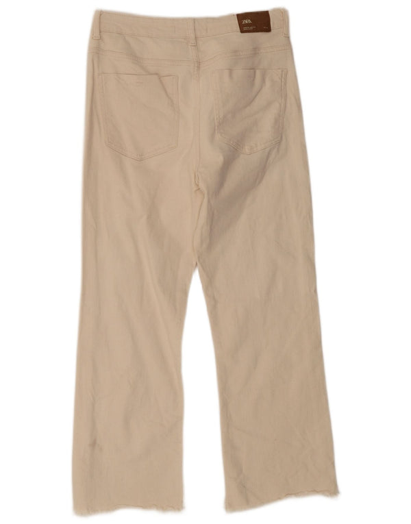 Zara Womens Crop Straight Jeans EU 42 Large W32 L25 Beige Bomuld