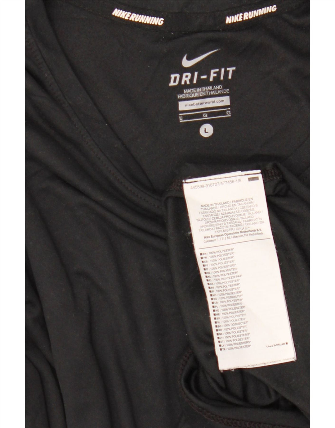 Nike Dame Dri Fit Top Langærmet UK 16 Stor Sort Polyester