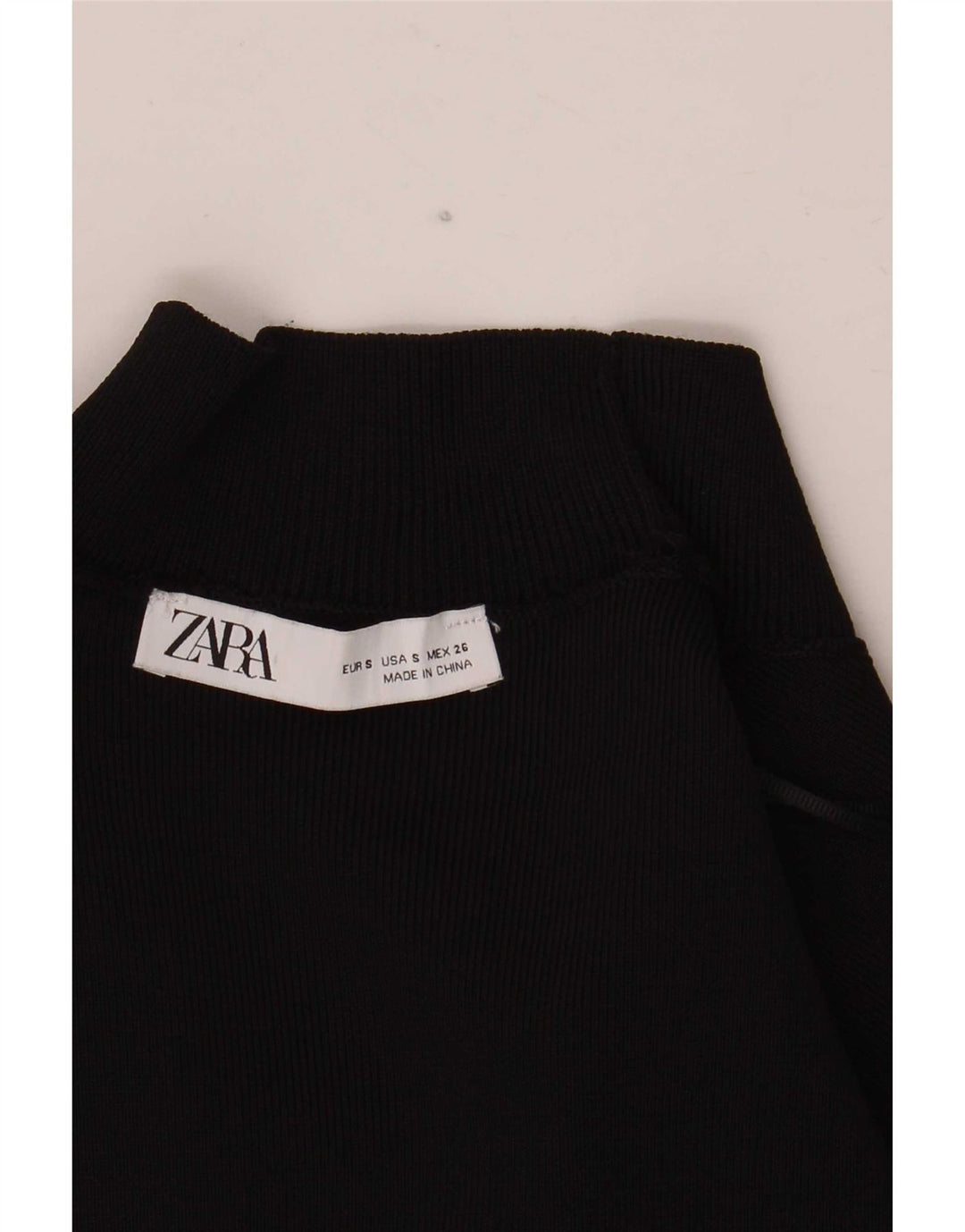 Zara Womens Crop Top 3/4 ærme UK 8 Small Black