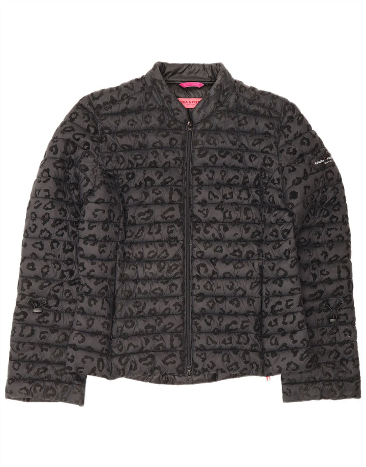 FRIEDA & FREDDIES Polstret jakke til kvinder EU 40 Medium Grey Animal Print