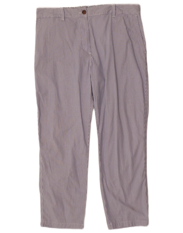 Marks & Spencer Womens Chino Trousers UK 14 Large W34 L26 Blue Pinstripe