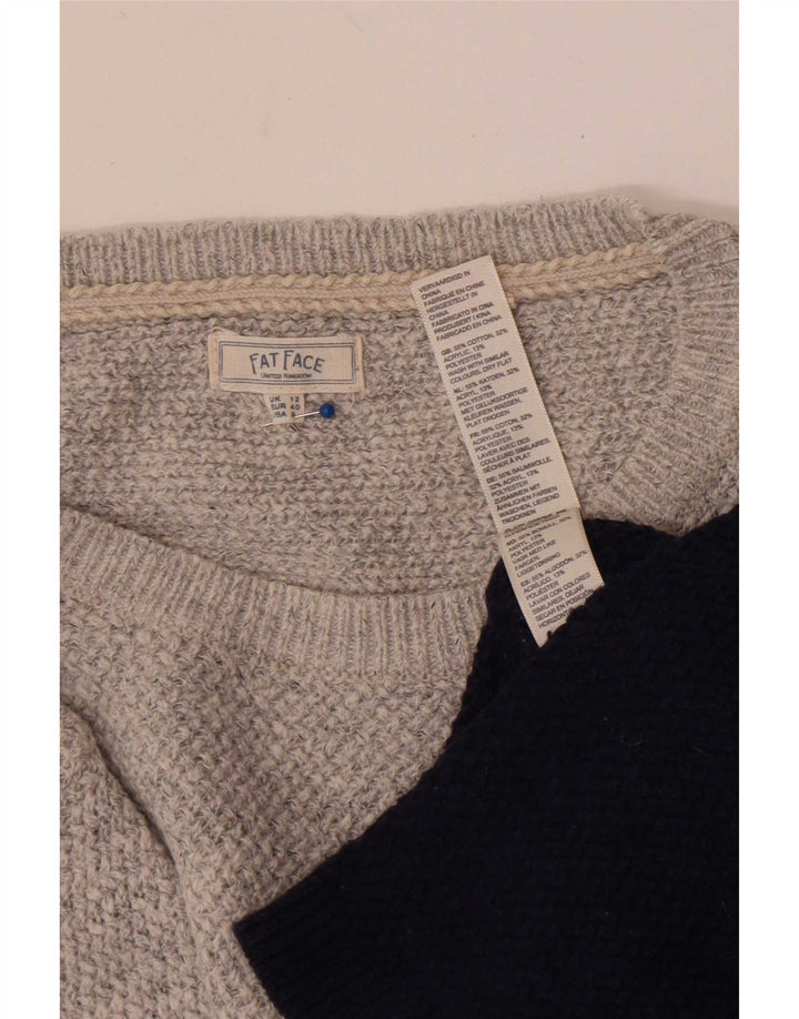 Fat Face Dame Boat Neck Jumper Sweater UK 12 Medium Grey Colourblock