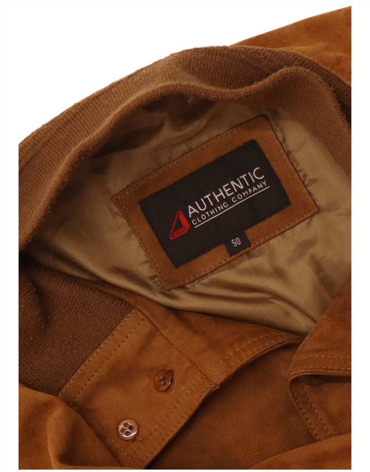 VINTAGE Herre ruskind bomberjakke IT 50 Stort beige læder