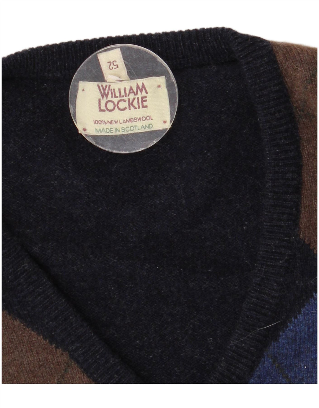 WILLIAM LOCKIE Herrevest Tank Top IT 52 Stor marineblå lammeuld