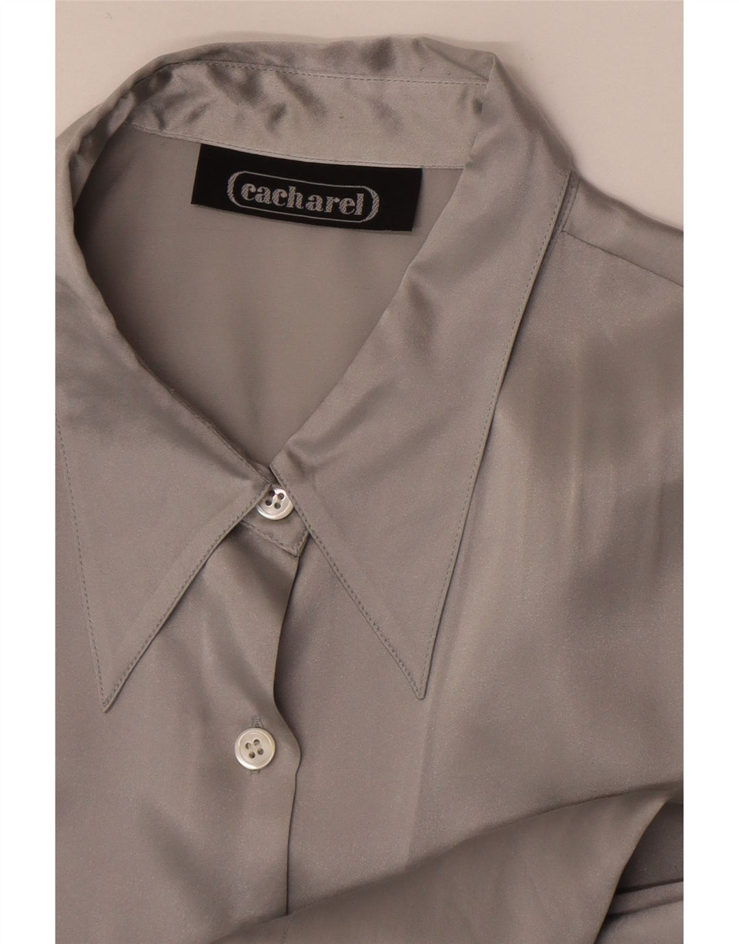 Cacharel Dame Skjorte Bluse IT 42 Medium Grå Silke