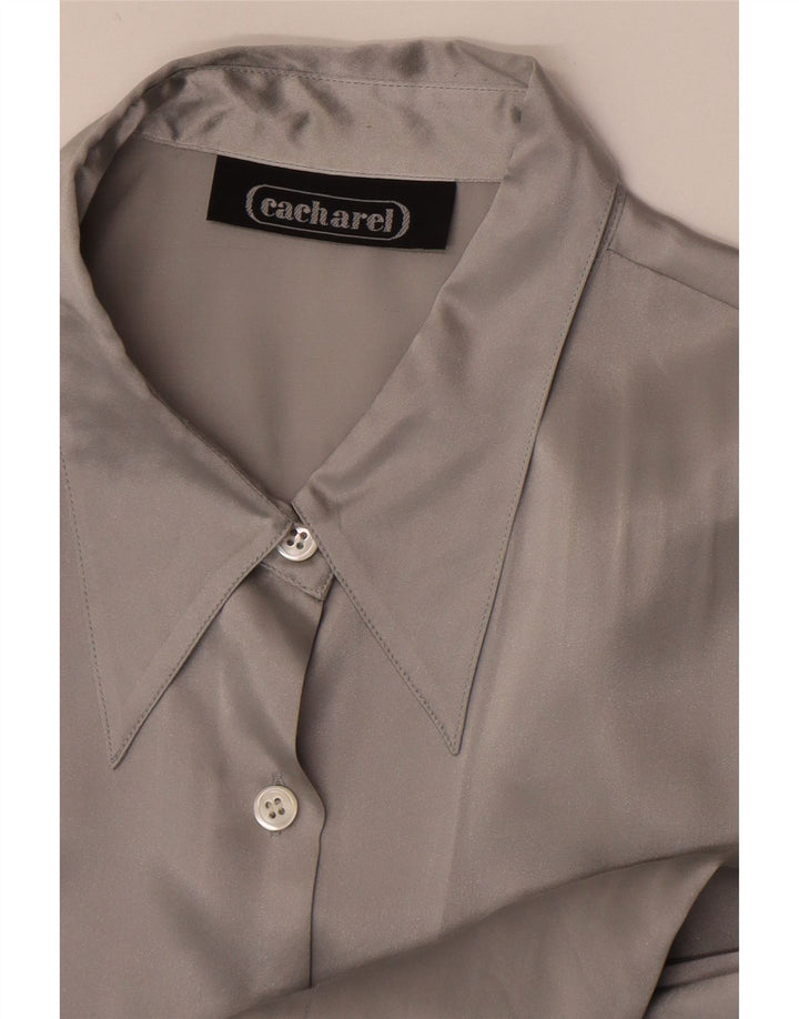 Cacharel Dame Skjorte Bluse IT 42 Medium Grå Silke