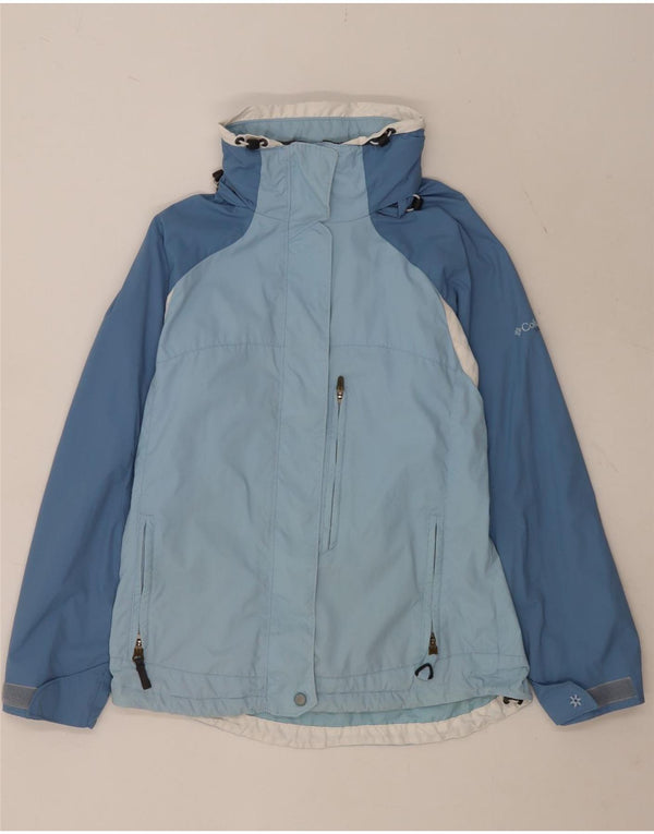 Columbia Dame Hætte Oversized regnjakke UK 10 Small Blue Colourblock