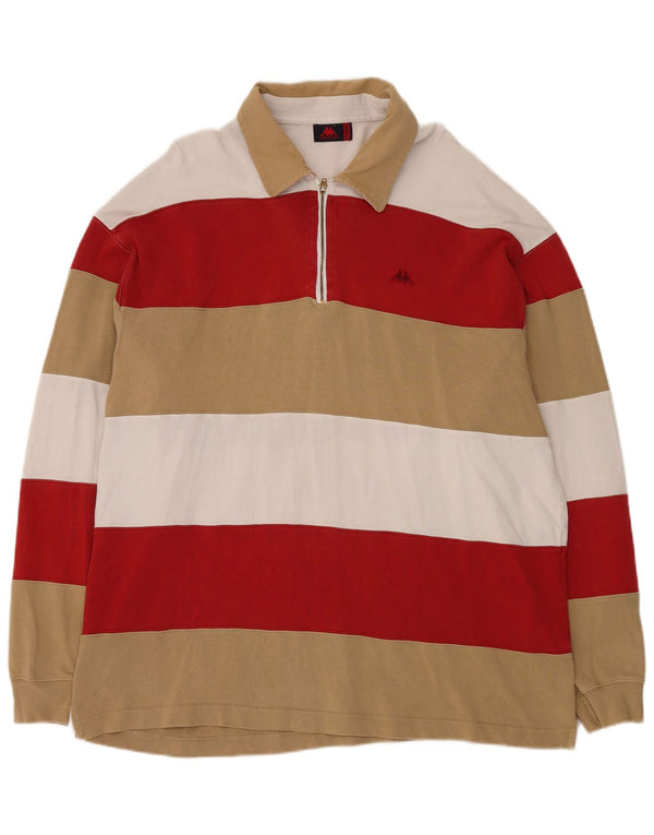 Kappa Langærmet Rugby Polo Shirt til mænd 2XL Flerfarvet stribet bomuld