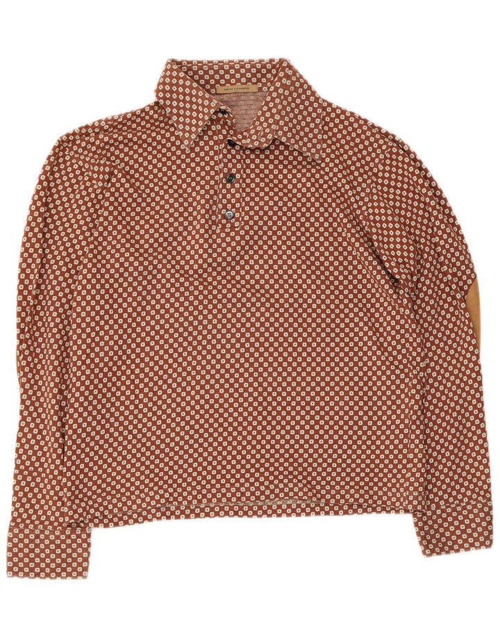 Daniele Alessandrini Dame Pullover Shirt UK 16 Stor Brun Geometrisk