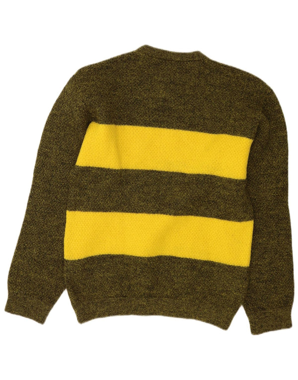 Gomena Herre grafisk rund hals sweater mellemgrøn farveblok