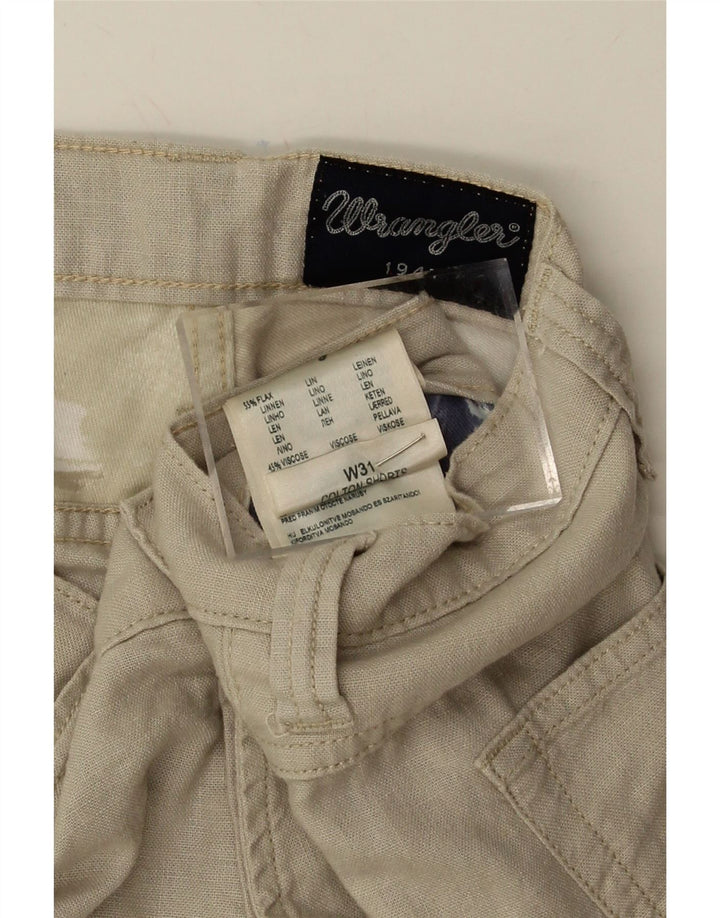 WRANGLER Mens Chino Shorts W31 Medium Beige Linen Vintage Wrangler and Second-Hand Wrangler from Messina Hembry 