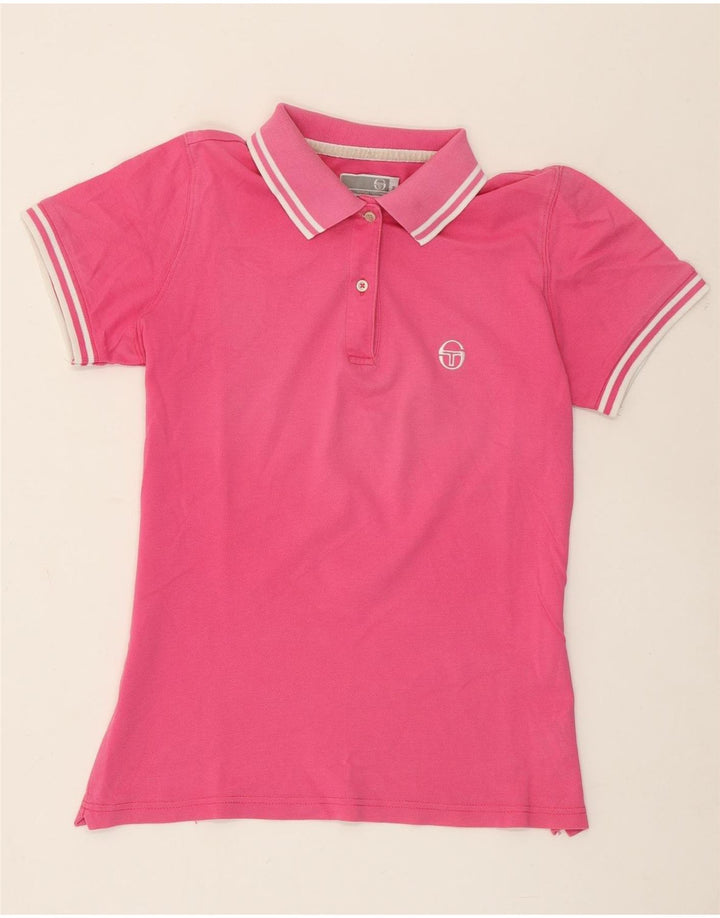 Sergio Tacchini Dame Polo Shirt UK 12 Medium Pink Bomuld