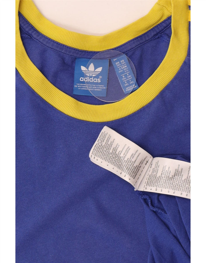 Adidas Herre T-Shirt Top 2XL Blå Bomuld
