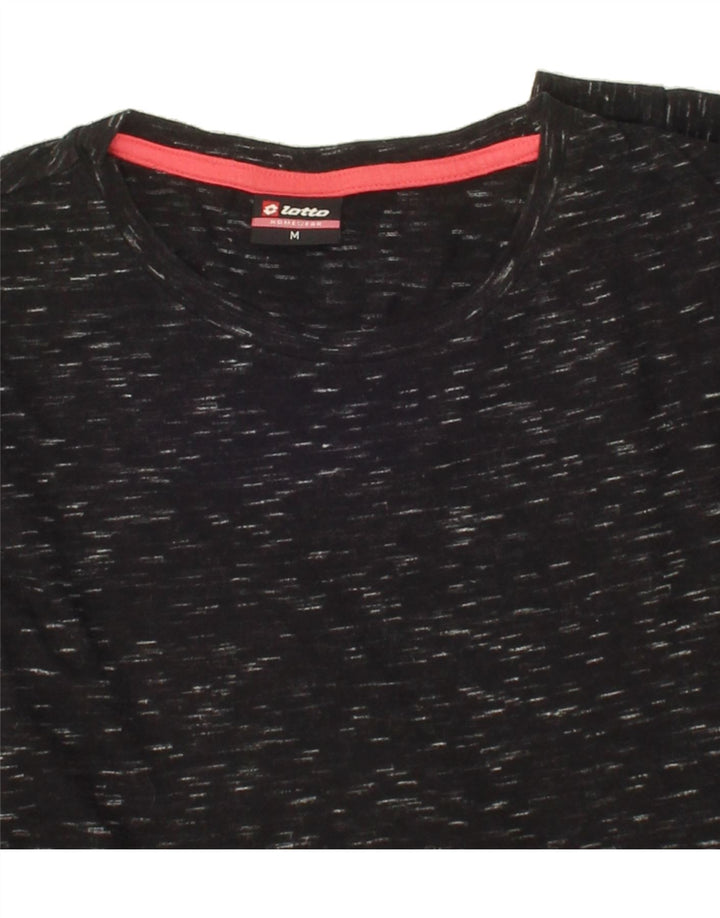 LOTTO Womens Top Long Sleeve UK 14 Medium Black Flecked Cotton Vintage Lotto and Second-Hand Lotto from Messina Hembry 